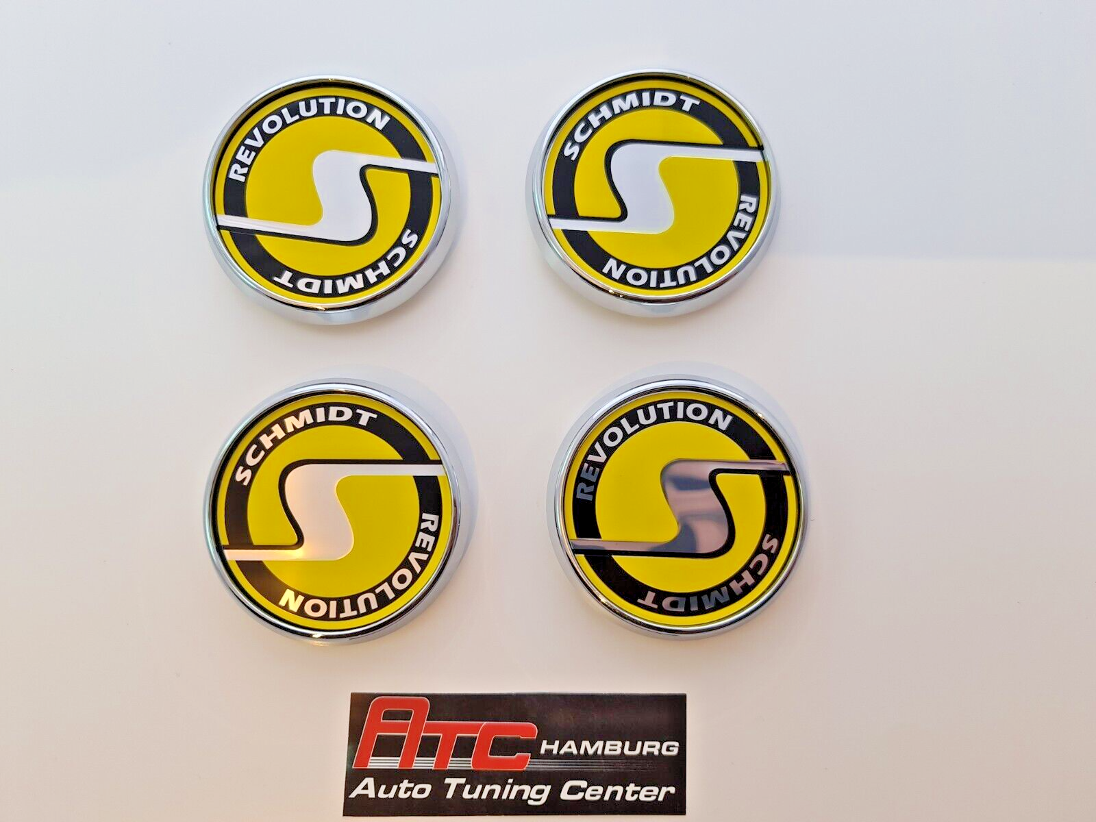 Schmidt Nabendeckel SC3 Chrom-Gelb flach 4 Stück 63,3mm Bohrung, Ersatz SC1 – Bild 5