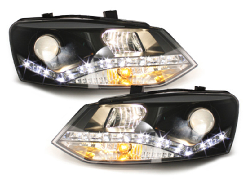 Scheinwerfer VW Polo 6R LED Tagfahrlicht Optik Schwarz + europw.zuge.2009-2014 – Bild 2
