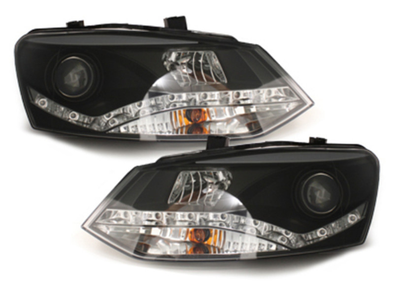 Scheinwerfer VW Polo 6R LED Tagfahrlicht Optik Schwarz + europw.zuge.2009-2014 – Bild 3