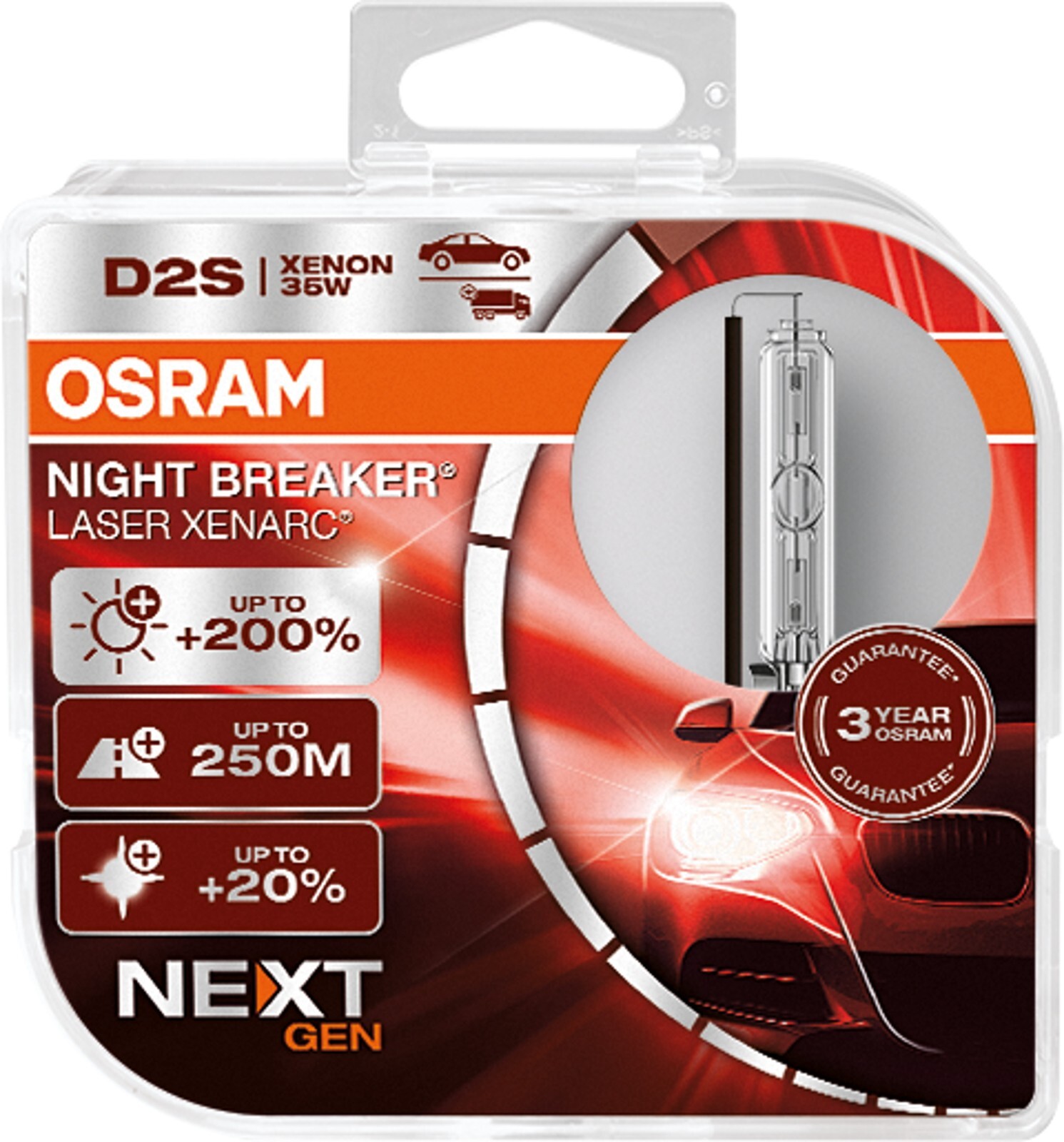 1x D2S Osram Xenon Brenner Nightbreaker Laser Xenarc,35Watt Duo-Box + 200%