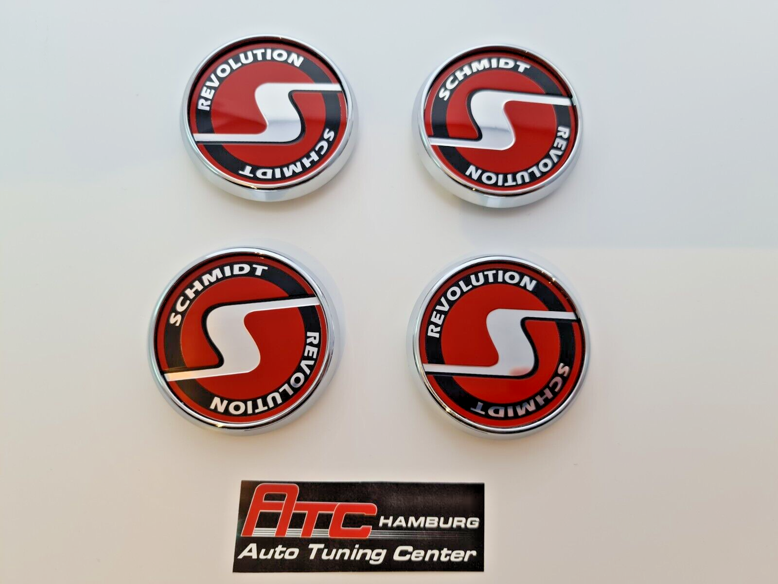 Schmidt Nabendeckel SC3 Chrom-Rot flach 4 Stück 63,3mm Bohrung, Ersatz SC1 – Bild 2