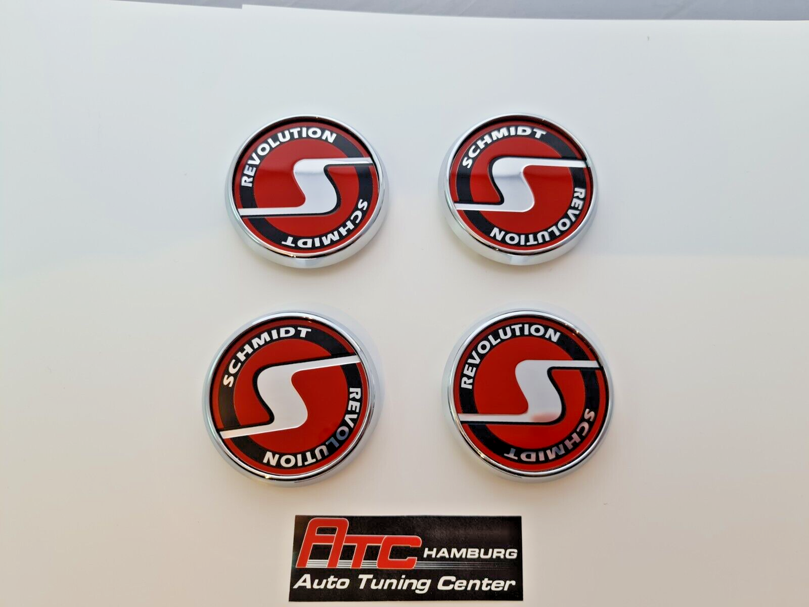 Schmidt Nabendeckel SC3 Chrom-Rot flach 4 Stück 63,3mm Bohrung, Ersatz SC1 – Bild 5